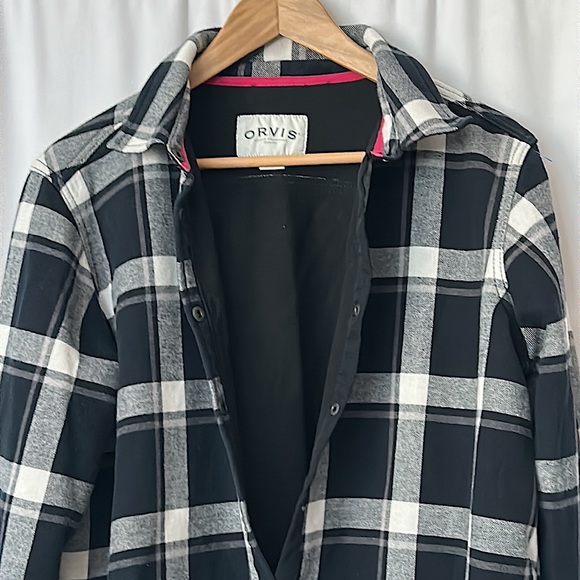 Orvis Cozy Black/White Plaid Cotton Button Up Jacket Coat **Size XL** 🧥🧥 - Picture 3 of 4